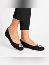 Belle Badgley Mischka Black Crystal Ballet Flats Sparkle Shimmer Shoes Size 8.5