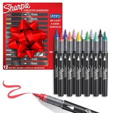 Creative Markers, Water-Based Acrylic, Brush Tip, Assorted Colors, 12
