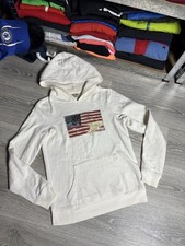 Vintage Polo Ralph Lauren Hoodie White American Flag Rare Men  s Size S Small