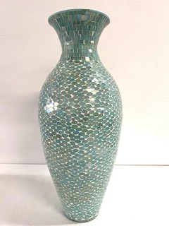 Unbranded Glass Mosaic Mint Green Fish Mermaid Scale Floor Vase