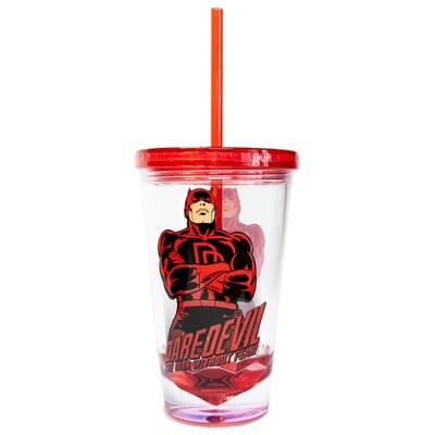 OFFICIAL Daredevil Reusable Tumbler With Straw | Feat. Dardevil's Hero Pose |