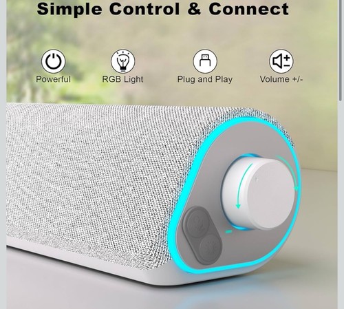 Stereo Surround Soundbar für PC Laptop kabelgebunden & Bluetooth lauter Kristall Sound RGB - Bild 4 von 24