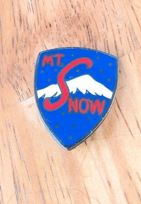 Vintage Early Mt. Snow Ski Area Souvenir Pin Enamel Vermont Made In Italy Mount