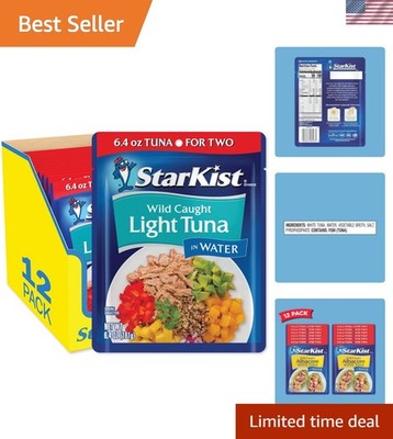 12-Pack Albacore White Tuna Pouches in Water - 19g Protein, Ready to Eat