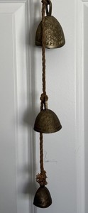 Vintage Bells Of Sarna Brass Rope Of 3 Marked India Beautiful Sound