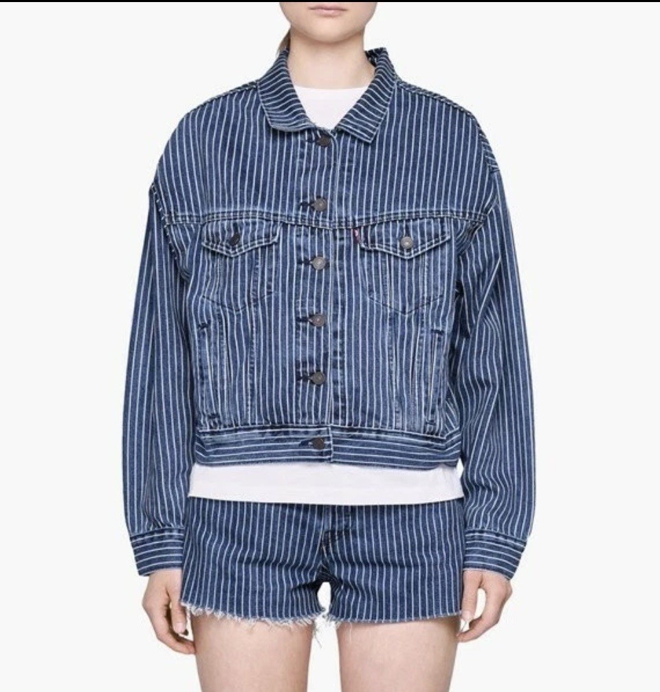RARE LEVIs STRANGER THINGS Denim trucker Jacket Netflix Small women's blue BNWT