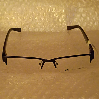 Armani Exchange AX1015 6070 Black Semi-Rimless Metal Eyeglass Frames 52-17