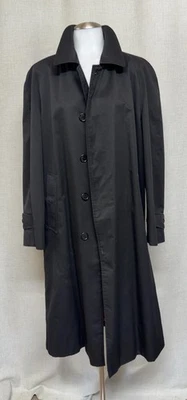BURBERRYS Black Trench Coat Vintage Made in England Overcoat sz L - Image 1 of 4
