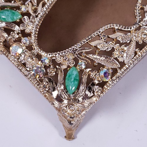Hollywood Regency MCM SAM FINK Ormolu Giada Oro Filigrana Metallo PORTA FAZZOLETTI - Foto 12 di 21