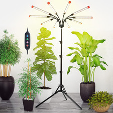 Adjustable 10-Head LED Grow Light with Timer for Indoor Plants, 90W