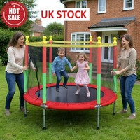 5FT Kid Trampoline W/ Safety Net Enclosure Children Outdoor Garden Fun 200kg UK