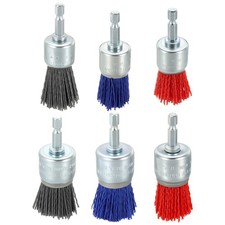 Wire Brush Set, 6pcs Crimped Nylon Wires 0.05"(1.2mm), 1/4in Shanks