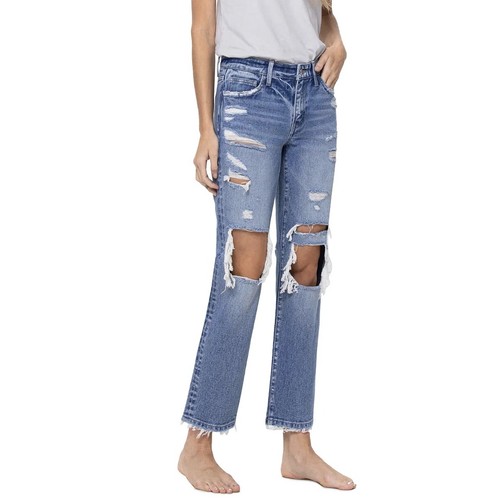 Flying Monkey Straight Leg Distressed Raw Hem Jeans Size 26