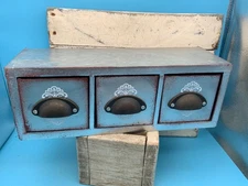 Primitive Style Galvanized Storage Box w/3 Drawers, Shabby Chic Decor