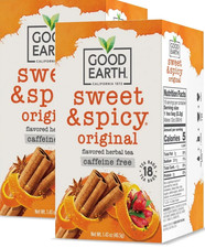 2 Boxes Good Earth Sweet  Spicy Herbal Tea 36 Bags Caffeine, Gluten Free