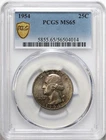 1954 25c Washington Silver Quarter PCGS MS65 - Great Color / Toning / Toned
