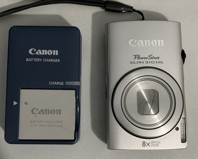 Canon PowerShot ELPH 310 HS 12.1MP Silver Digital Camera w/ Battery Charger