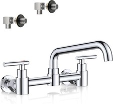 Wall Mount Kitchen Faucet Adjustable 8" Center Commercial Chrome No-Lead