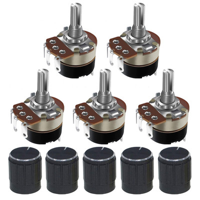 5PCS WH138 5K Ohm Rotary Potentiometer with Switch, Single Turn Adjustable Resi