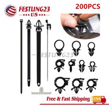 200pcs 15 Sizes Car Wire Loom Routing Clips Push Mount Cable Tie Assortment Kit