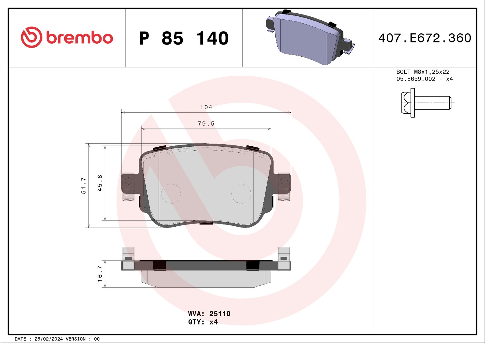 Brembo Bremsbelagsatz P 85 140 - Bild 5