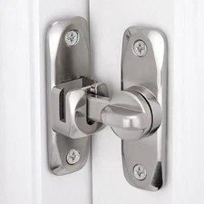 Silvery 90/180 Degree Barn Door Lock ，Premium Zinc Alloy Latch - Flip Gate Latch