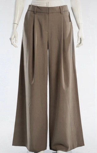 Pimkie Palazzo Tortora/Mud Double Waist Pants with Pliers Size 36 Eur / 40 Ita