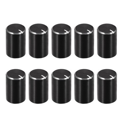 10pcs Potentiometer Knob Knurled Shaft Black Aluminum 6mm Shaft Dia 10mmx15mm