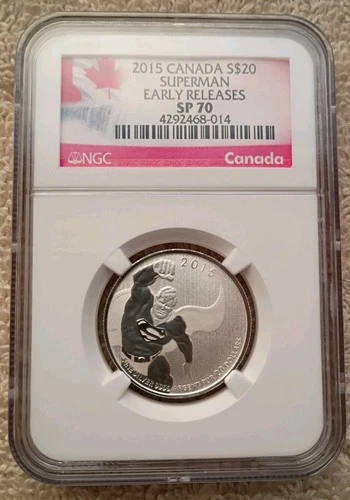 2015 Canada SILVER $20 NGC SP 70 SUPERMAN - EARLY RELEASES 1/4 oz