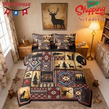 7 Piece Rustic Cabin Plaid Comforter Set Queen,Rustic Farmhouse