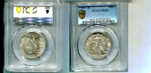 1947 D WALKING LIBERTY SILVER HALF DOLLAR PCGS GRADED MS63 7099T
