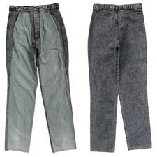 Vintage 90s Wrangler Black Acid Wash Contrast Front Bareback Tapered Jeans Sz 13