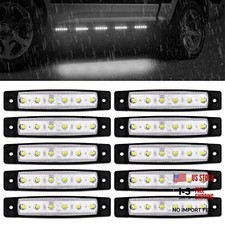 10x 6 LED Clearence Truck Bus Trailer Side Marker Indicators Light Tail White