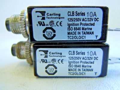 CARLING TC2/OLO/C1 SERIES PUSH-TO-RESET TERMAL CIRCUIT BREAKER 10A LOT OF 2