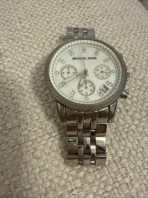 Michael Kors Women's Ritz Chronograph Watch Silver and Mother of Pearl Dial