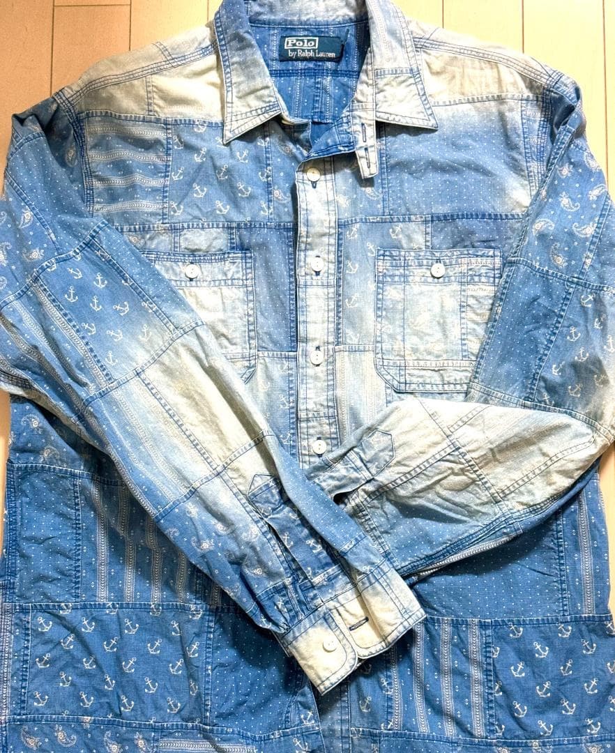 Ralph Lauren Double RL RRL Patchwork Chambray Shi… - image 7