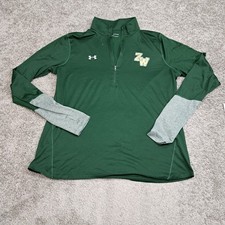 Under Armour Womens XL HeatGear Forest Green ZW Quarter Zip Pullover Thumbholes