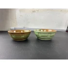 Vintage Frankoma Pottery Wagon Wheel Prairie Green Small Bowls 94X Set of 2