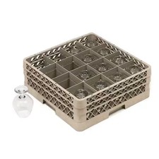 Traex TR8DD Beige 16 Compartment Glass Rack with 2 Extenders