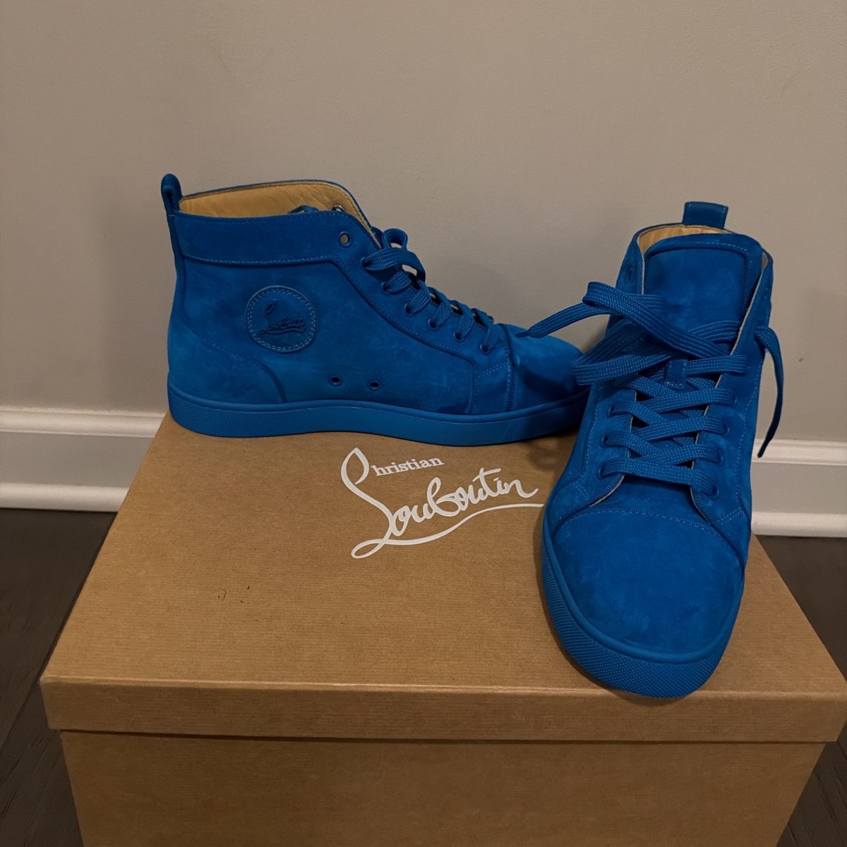 Christian Louboutin - Orlato Flats - US 10.5 - Yellow/Suede - SPB-CA 340386 Christian Louboutin Louis Yellow Suede Gold Spike High Top  main image 4