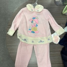 Vintage Precious Moments Baby Girl Velour Outfit Set   Hot Pink  24 Months 
