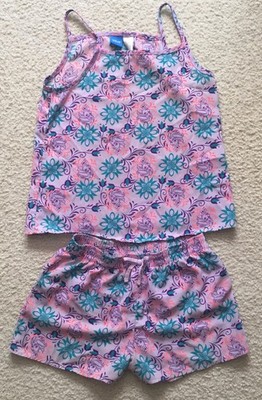 Disney Frozen Elsa Pajamas PJ's Girls size Large L Shorts Shirt 2 pieces Purple