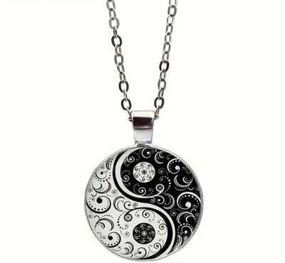 Silberne stilvolle Halskette Yin & Yang 