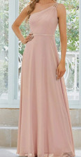 Ladies pink single Shoulder Bride/Bridesmaid/Prom Dress Size 10  Matching shawl