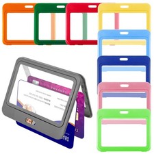 9 Pieces Horizontal ID Badge Holders, Double-Sided Clear, Multicolor for Cards