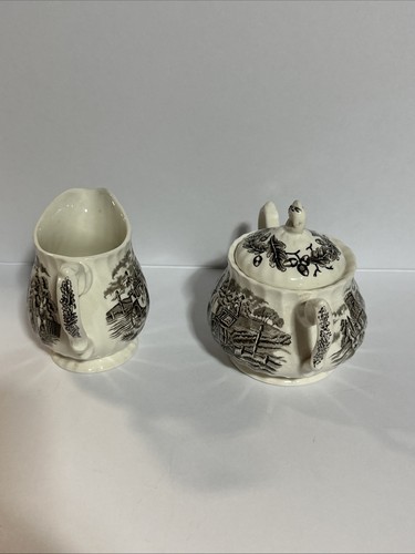 Royal Mail Fine Stanfordshire Ironstone Creamer & Sugar w/Lid - Excellent - Picture 2 of 7