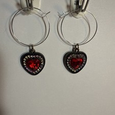 1 In Sterling Silver Hoop Earrings With Heart Charm
