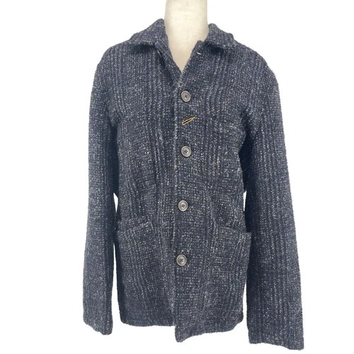 Universal Works Chore Jacket Mens L Blue Subalpino Wool Blend Excellent Textured - product listing photo