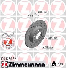 2x ZIMMERMANN Bremsscheibe 100.1236.52 für AUDI SEAT SKODA VW