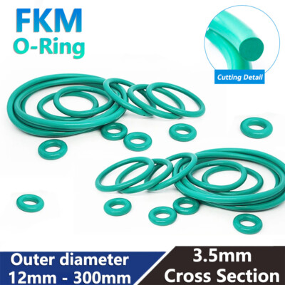 3.5mm Cross Section Green (FKM) Fluorine Rubber Seals O Rings 12mm - 300mm OD